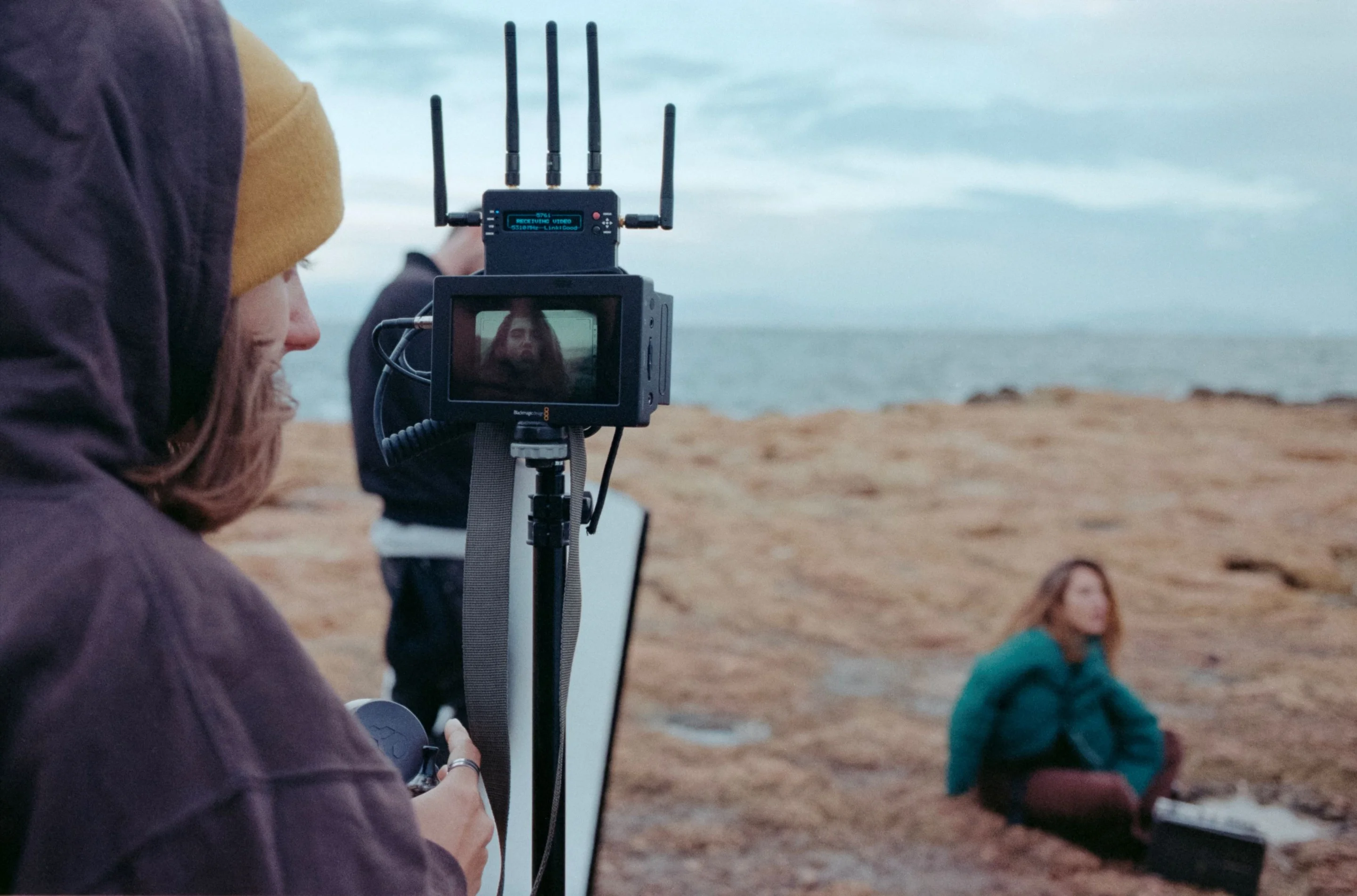 Récepteur sans fil Teradek sur un tournage en extérieur
