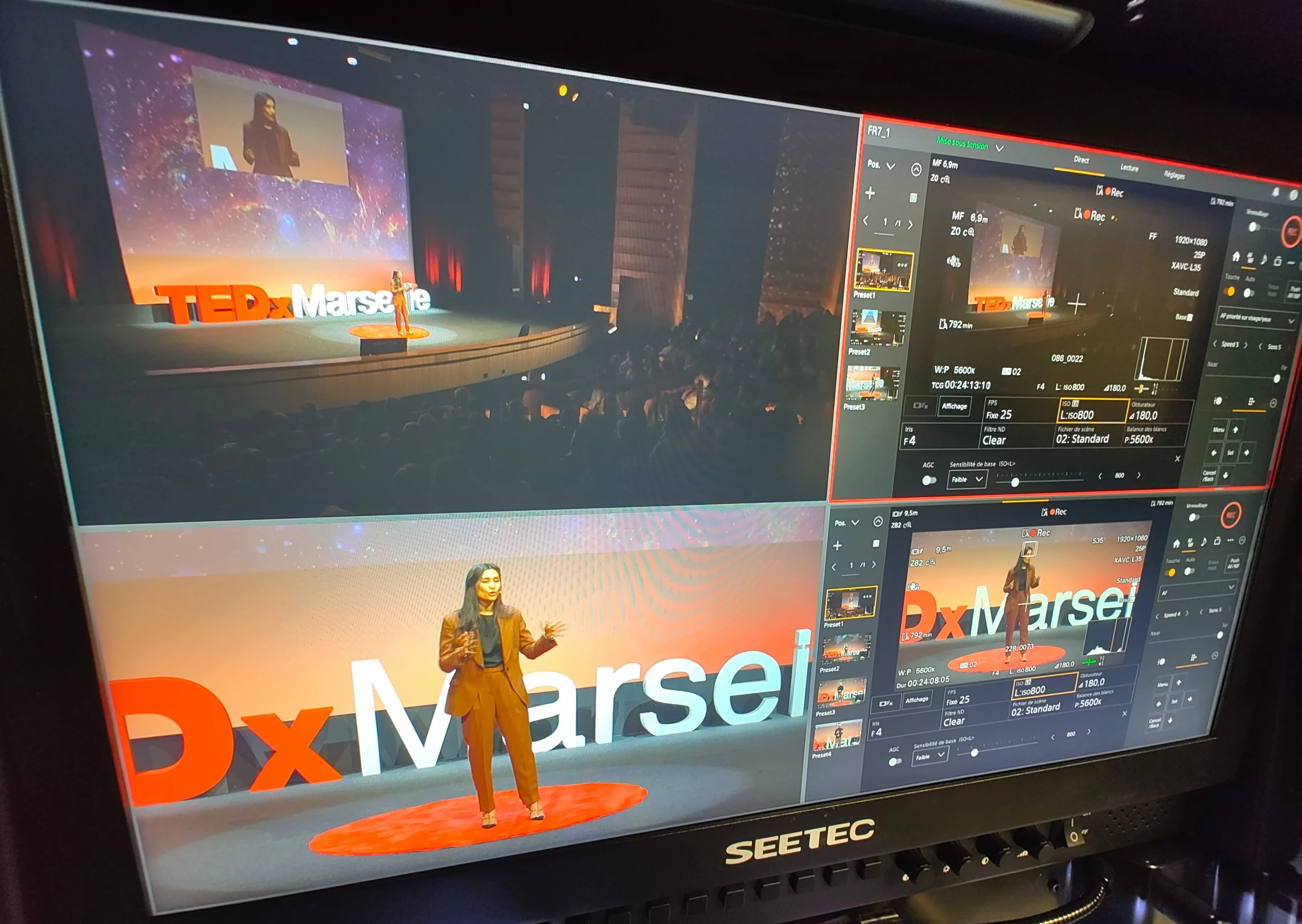 Écran de régie pendant le direct du TEDx Marseille